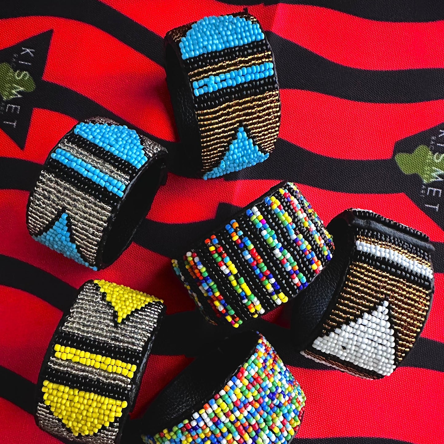 Unisex Kenyan Leather Beaded cuffs