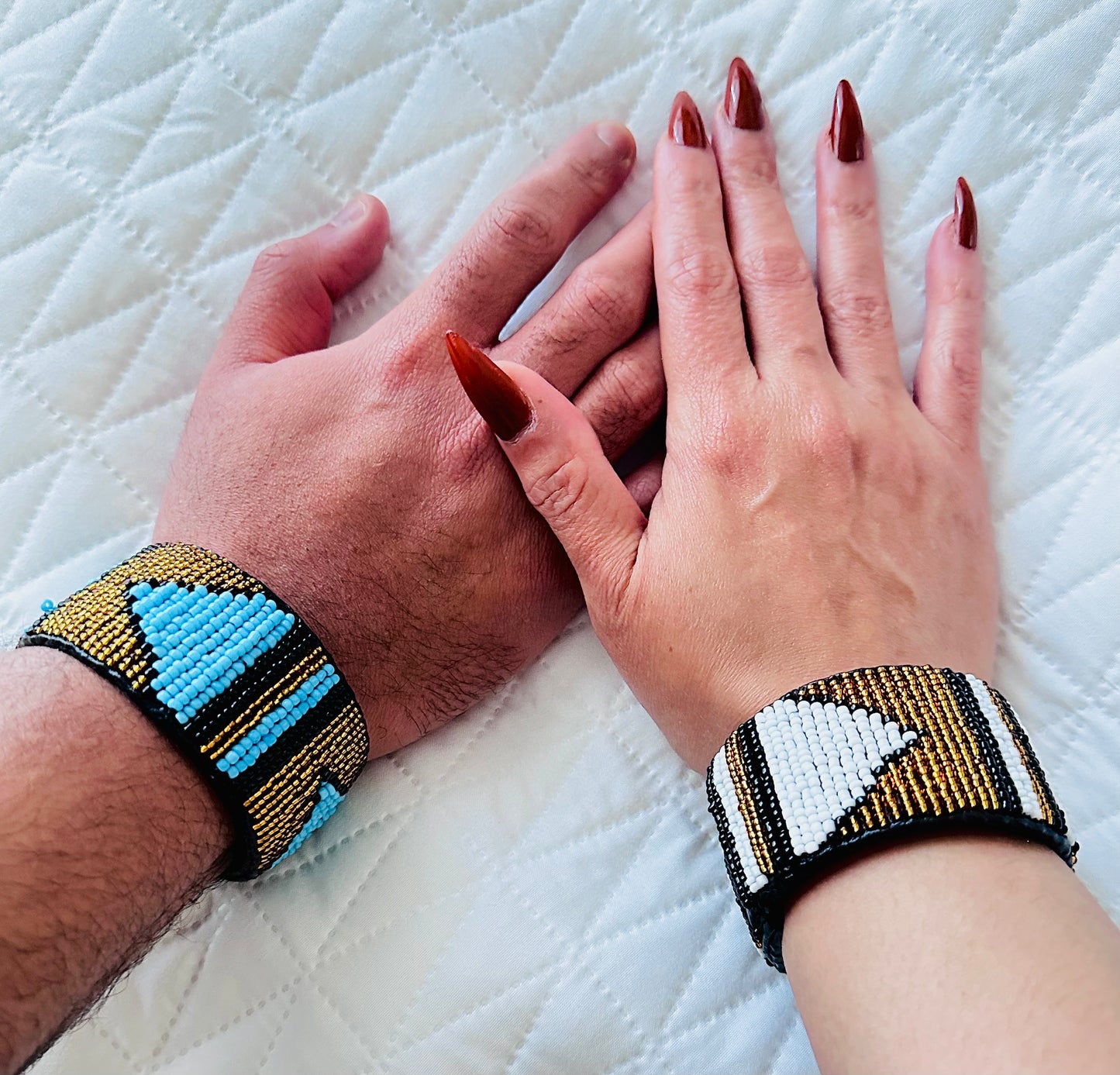 Unisex Kenyan Leather Beaded cuffs